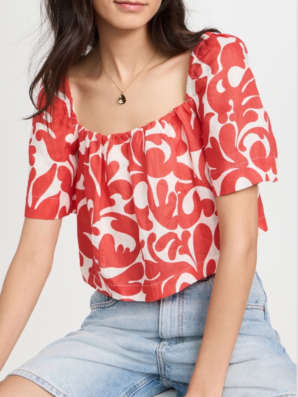 NWT RHODE Helena Top in Caspian Lagoon Print Women's Size Small